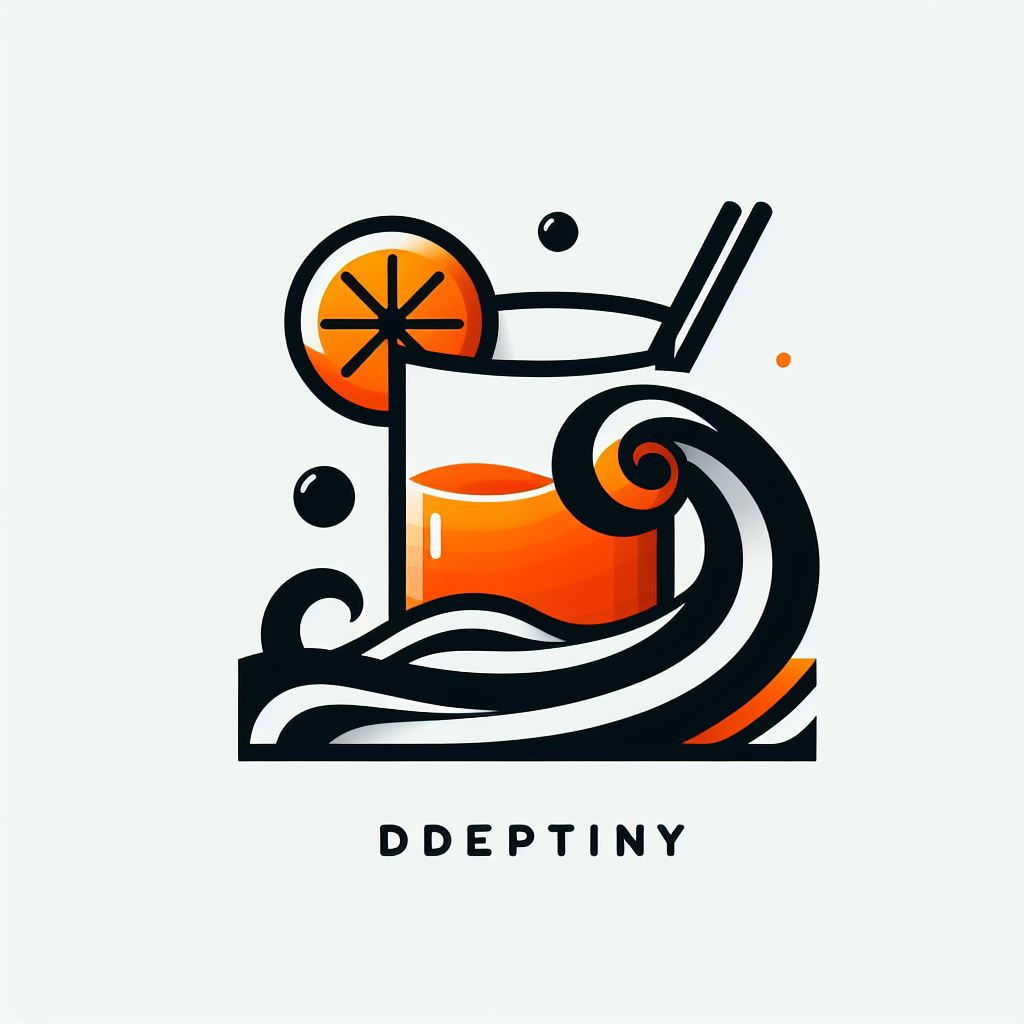 create a logo minimalistic realism, logo, Glass of Vermouth, wave, orange and black, white background --ar 16:9 --s 50